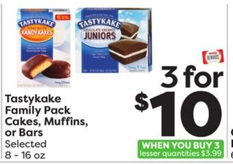 Weis Markets Tastykake family pack cakes, muffins, or bars offer
