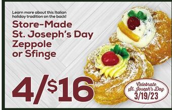 DeCicco & Sons St. joseph's day zeppole or sfinge offer