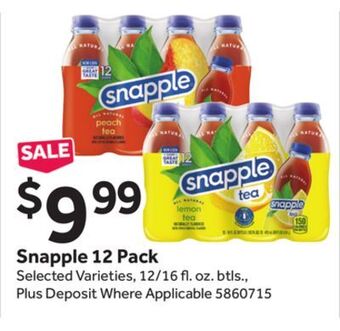 Stop&Shop Snapple 12 pack offer