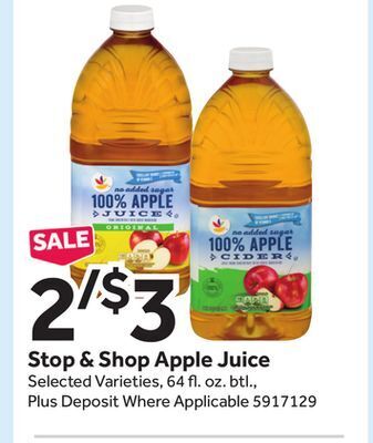 Stop&Shop Stop & shop apple juice offer