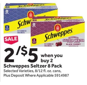 Stop&Shop Schweppes seltzer 8 pack offer