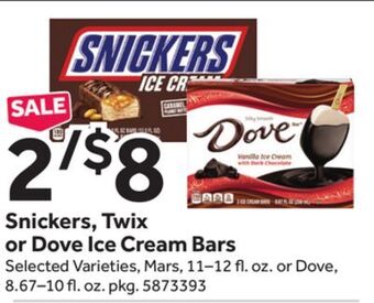 Stop&Shop Snickers, twix or dove ice cream bars offer