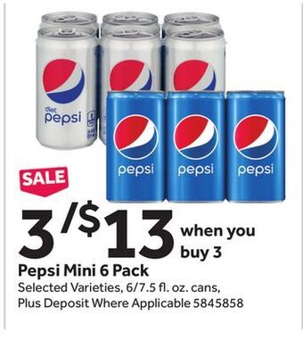 Stop&Shop Pepsi mini 6 pack offer