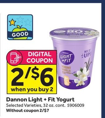 Stop&Shop Dannon light + fit yogurt offer