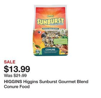 Petsmart Higgins sunburst gourmet blend conure food offer