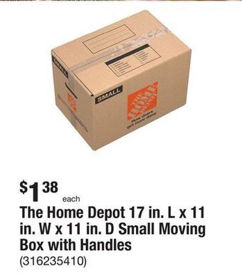 The Home Depot The home depot 17 in. l x 11 in. w x 11 in. d small moving box with handles offer