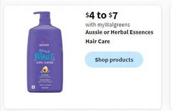 Walgreens Aussie or herbal essences hair care offer