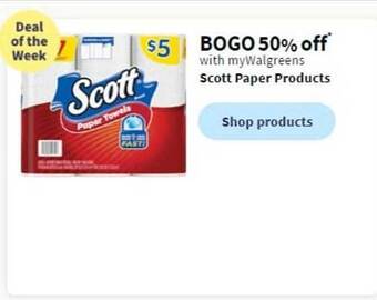 Walgreens Scott paper products offer