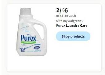 Walgreens Purex laundry care offer