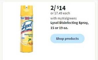 Walgreens Lysol disinfecting spray offer