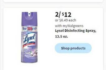 Walgreens Lysol disinfecting spray offer