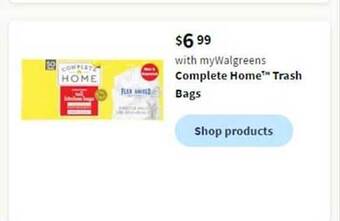 Walgreens Complete home trash bags offer