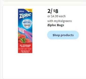Walgreens Ziploc bags offer