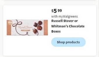 Walgreens Russell stover or whitman's chocolate boxes offer