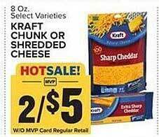 Food Lion Kraft chunk or shredded cheese offer