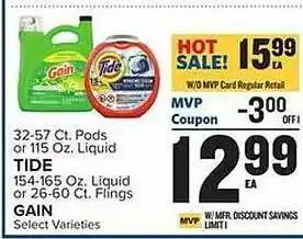 Food Lion Pods or liquid tide or flings gain offer
