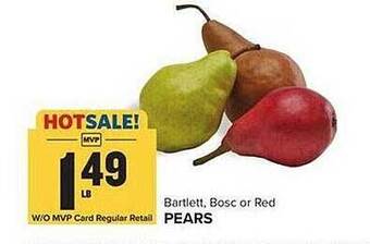 Food Lion Bartlett, bosc or red pears offer