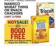 Food Lion Nabisco wheat thins or snack crackers offer