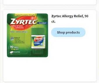 Walgreens Zyrtec allergy relief 90 ct offer