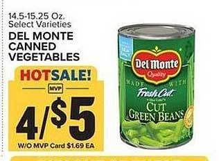 Food Lion Del monte canned vegetables offer