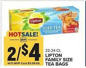 Food Lion Lipton family size tea bags offer