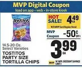 Food Lion Tostitos party size tortilla chips offer