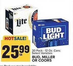 Food Lion Bud, miller or coors offer