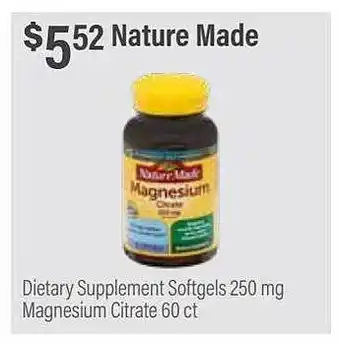 Commissary Nature made dietary supplement softgels magnesium citrate offer