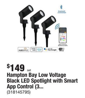 The Home Depot Hampton bay low voltage black led spotlight with smart app control (3-pack) powered by hubspace offer