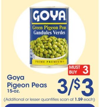 Price Rite Goya pigeon peas offer