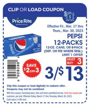 Price Rite Pepsi 12-packs offer
