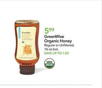 Publix Greenwise organic honey offer