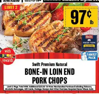 Market Basket Swift premium natural bone-in loin end pork chops offer