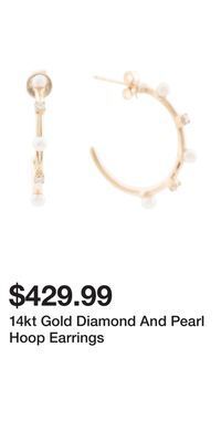 TJ Maxx 14kt gold diamond and pearl hoop earrings offer