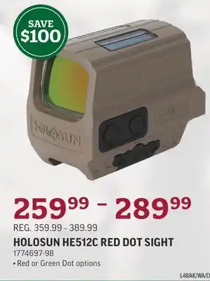 Sportsman's Warehouse Holosun he512c red dot sight offer