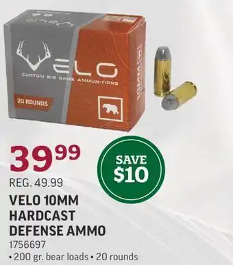 Velo 10mm hardcast defense ammo