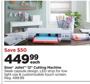 Michaels Siser® juliet™ 12" cutting machine sleek capsule, led strip offer