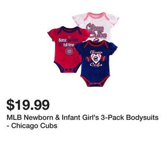 Kmart Mlb newborn & infant girl's 3-pack bodysuits - chicago cubs offer
