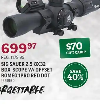 Sportsman's Warehouse Sig sauer 2.5-8x32 bdx scope w/ offset romeo 1pro red dot offer