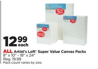 Michaels All artist's loft® super value canvas packs offer