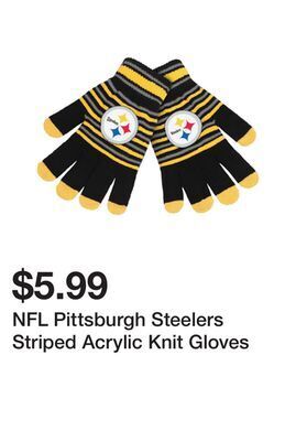 Kmart Nfl pittsburgh steelers striped acrylic knit gloves offer