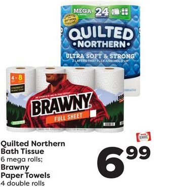 Weis Markets Quilted northern bath tissue 6 mega rolls brawny paper towels 4 double rolls offer