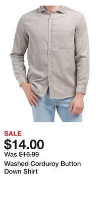 TJ Maxx Washed corduroy button down shirt offer