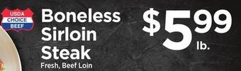 ShopRite Boneless sirloin steak offer