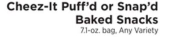 ShopRite Cheez-it puff'd or snap'd baked snacks offer