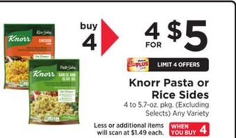 ShopRite Pasta or rice sides offer