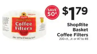 ShopRite Basket coffee filters offer