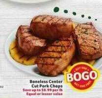 Winn Dixie Boneless center cut pork chops offer