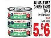 Bravo Supermarkets Bumble bee chunk light tuna offer
