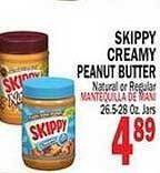 Bravo Supermarkets Skippy creamy peanut butter offer